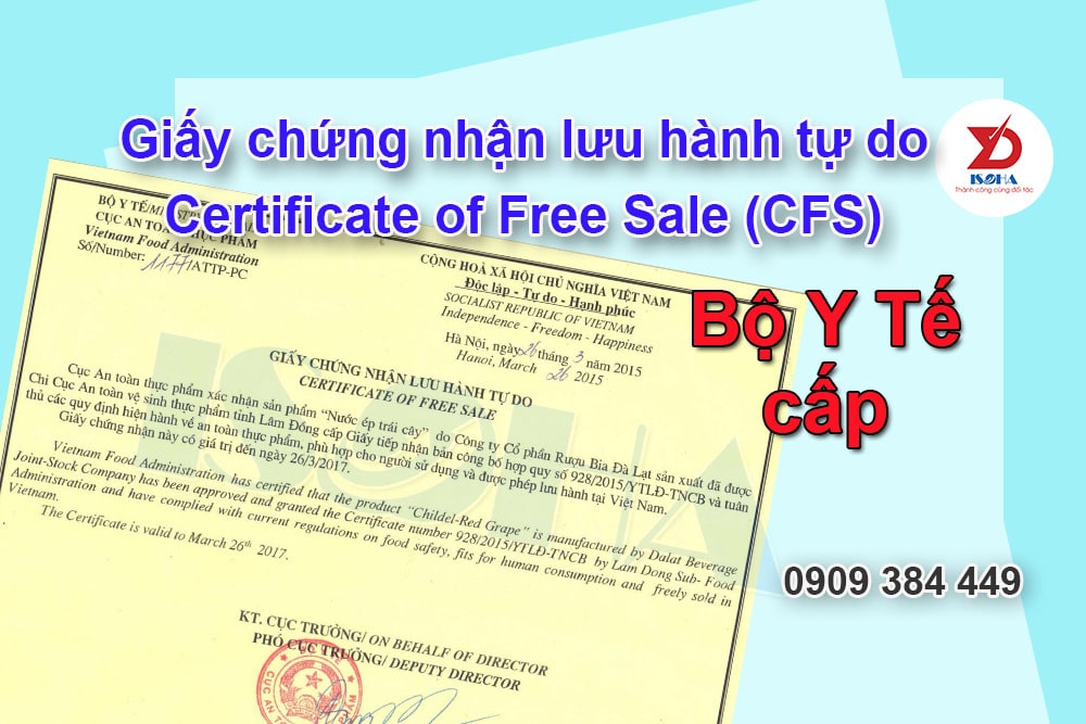 giấy chứng nhận lưu hành tự do cfs bộ y tế