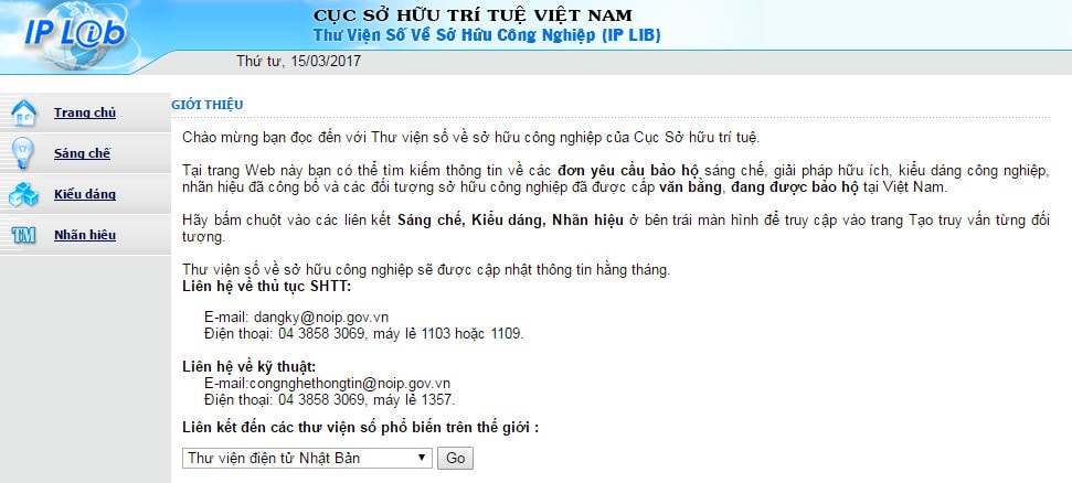 Trang web Cục sở hữu trí tuệ