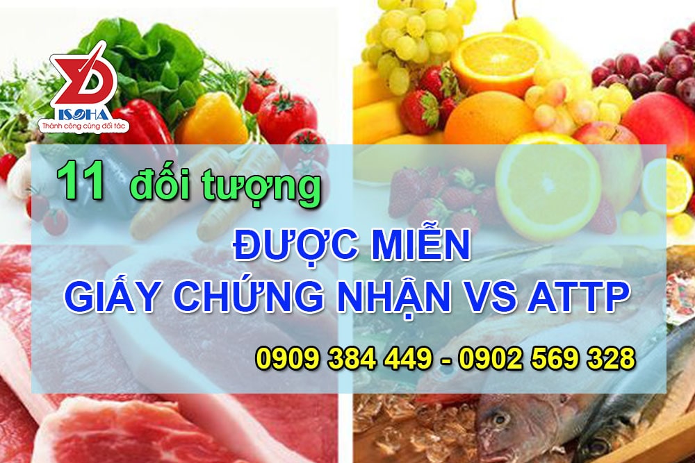 đối tượng được miễn giấy chứng nhận vsattp