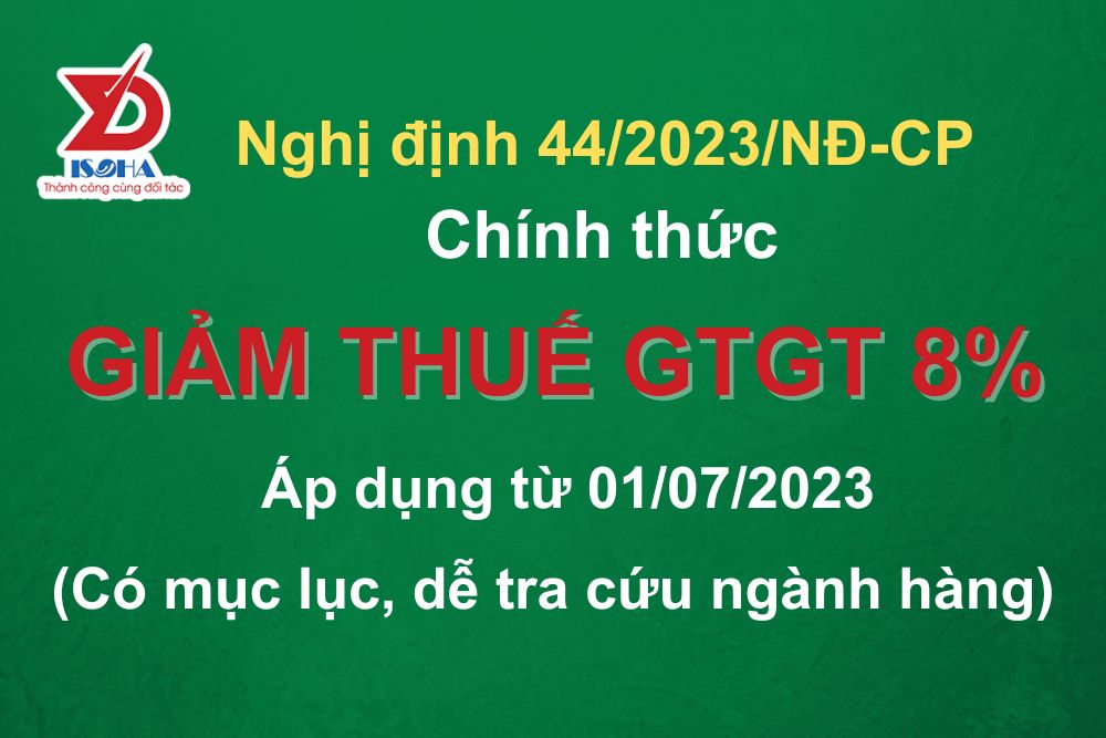 Nghị định 44 giảm thuế 8% cho các nhóm mặt hàng nào